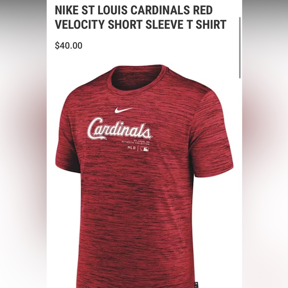 NIKE ST LOUIS CARDINALS RED VELOCITY SHORT SLEEVE T SHIRT - Picture 3 of 4